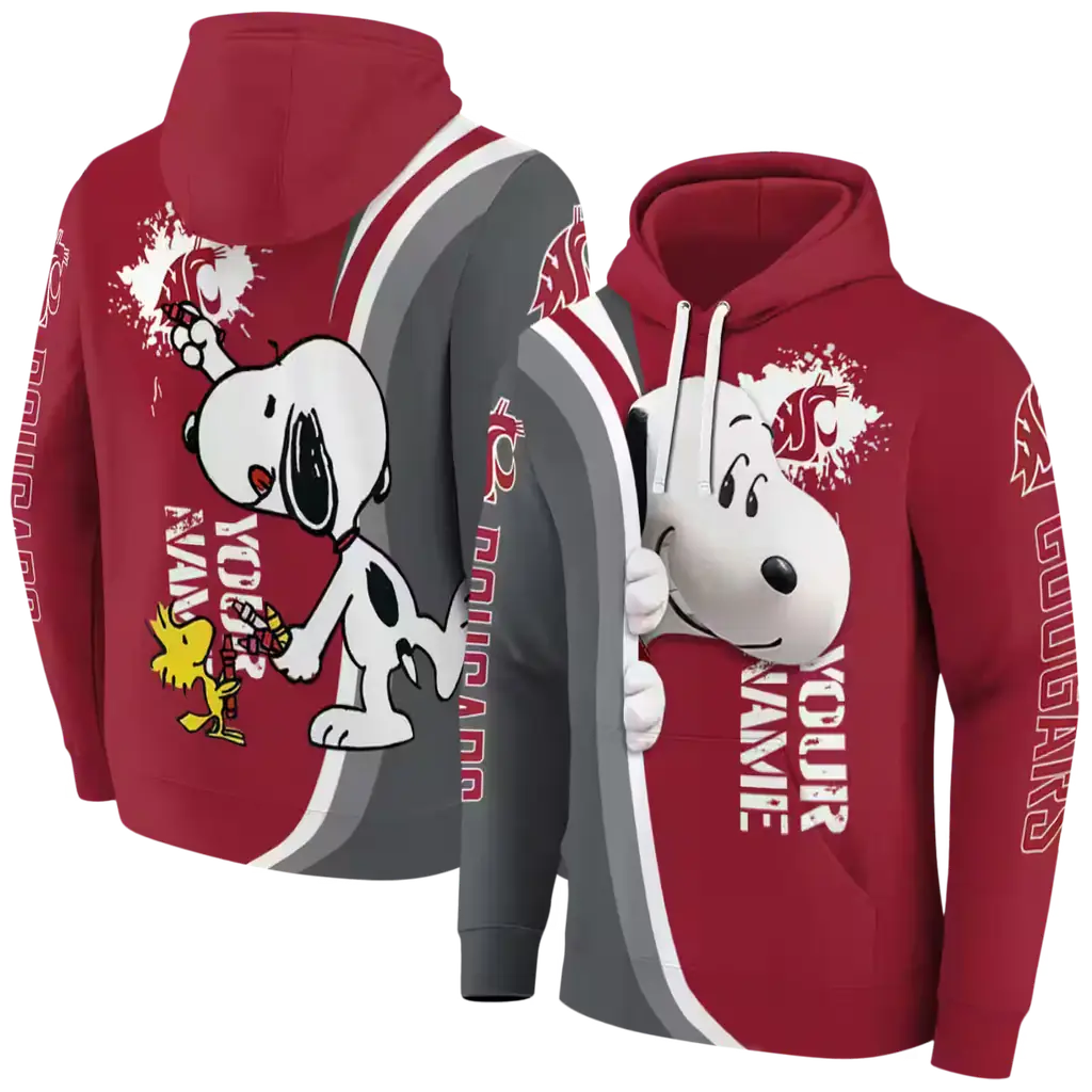 custom washington state cougars peeking snoopy crimson hoodie fashion forward custom washington state cougars peeking snoopy crimson hoodie fashion forward