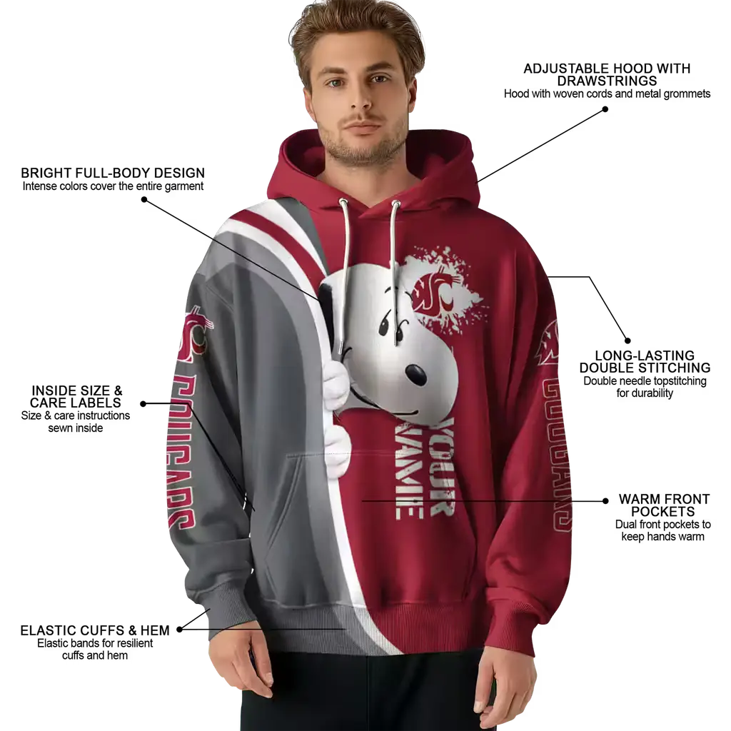 custom washington state cougars peeking snoopy crimson hoodie latest model custom washington state cougars peeking snoopy crimson hoodie latest model