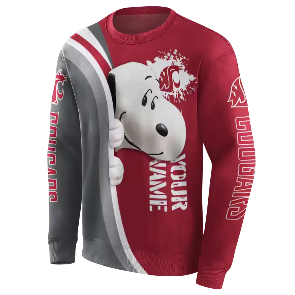 custom washington state cougars peeking snoopy crimson hoodie new arrival custom washington state cougars peeking snoopy crimson hoodie new arrival