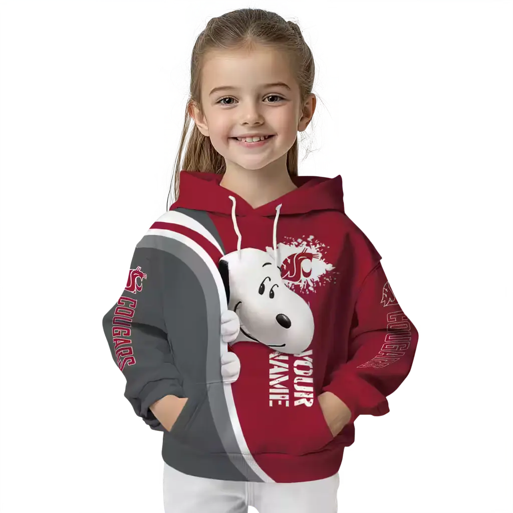 custom washington state cougars peeking snoopy crimson hoodie top rated custom washington state cougars peeking snoopy crimson hoodie top rated