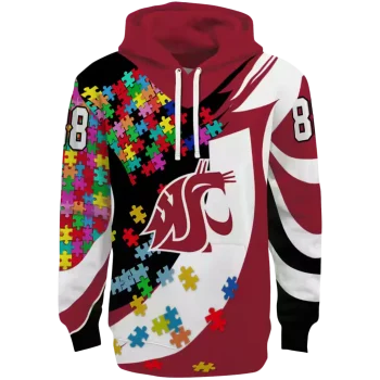 custom washington state cougars puzzle pieces crimson hoodie best selling