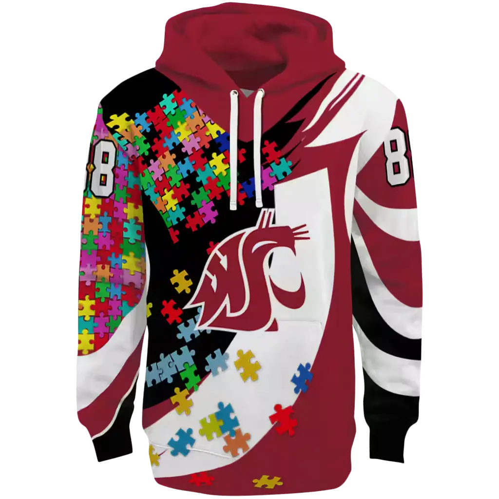 custom washington state cougars puzzle pieces crimson hoodie best selling custom washington state cougars puzzle pieces crimson hoodie best selling