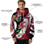 custom washington state cougars puzzle pieces crimson hoodie best selling