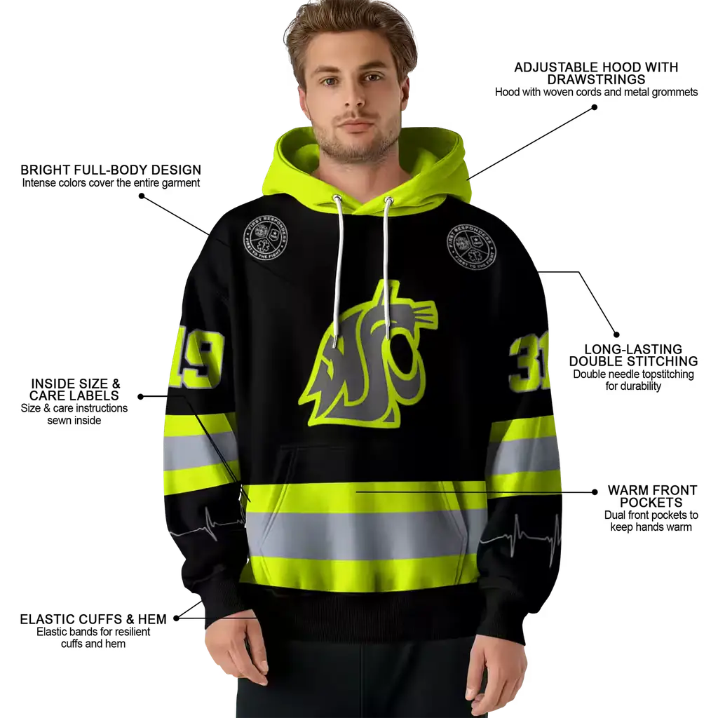 custom washington state cougars safety motif black neon green hoodie latest model custom washington state cougars safety motif black neon green hoodie latest model