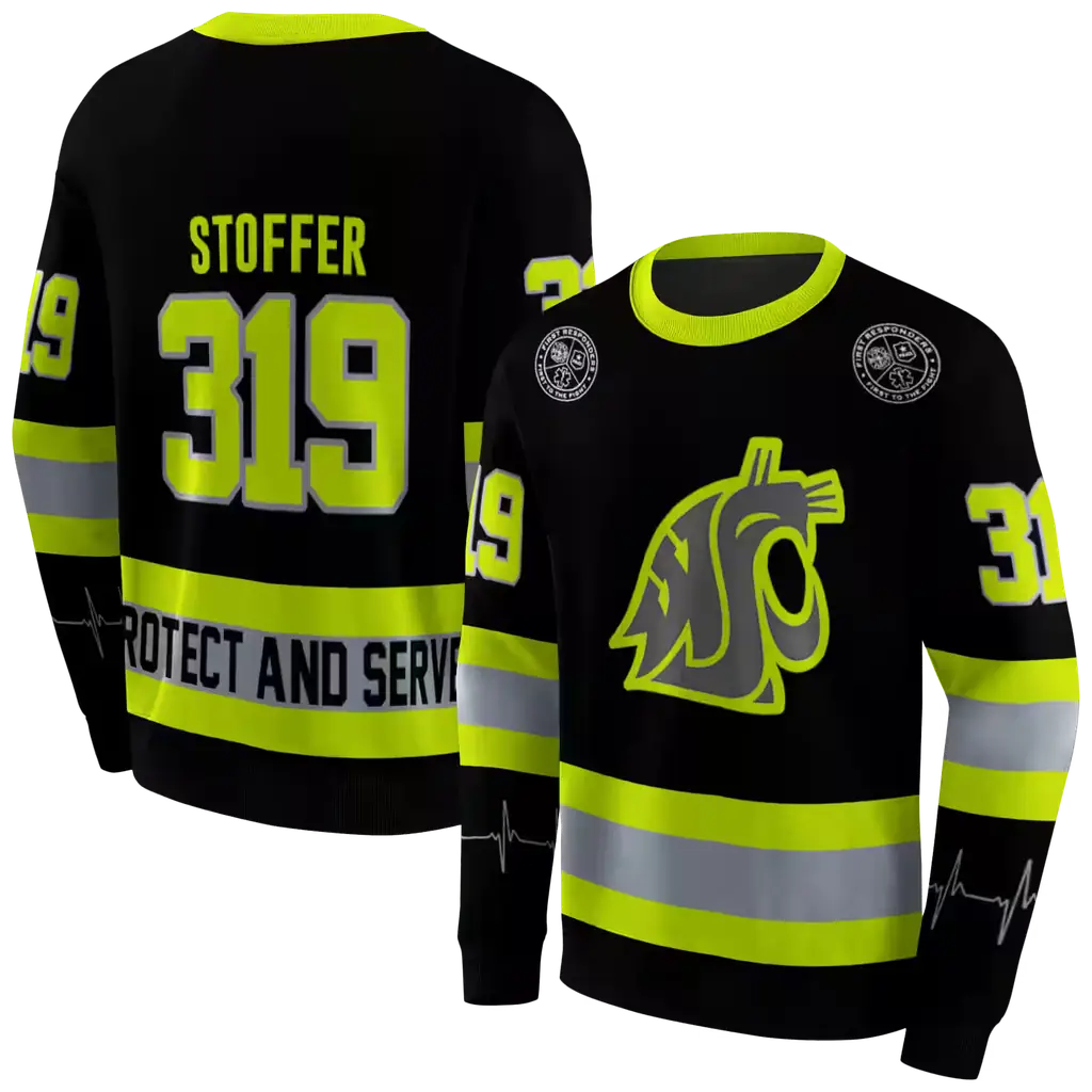 custom washington state cougars safety motif black neon green hoodie premium grade custom washington state cougars safety motif black neon green hoodie premium grade