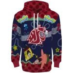 custom washington state cougars spongebob patrick star crimson navy hoodie best selling