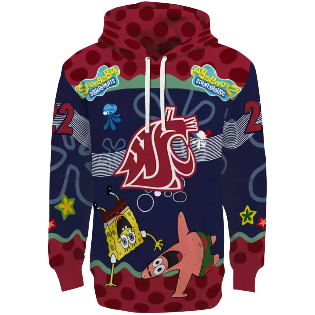 custom washington state cougars spongebob patrick star crimson navy hoodie best selling custom washington state cougars spongebob patrick star crimson navy hoodie best selling