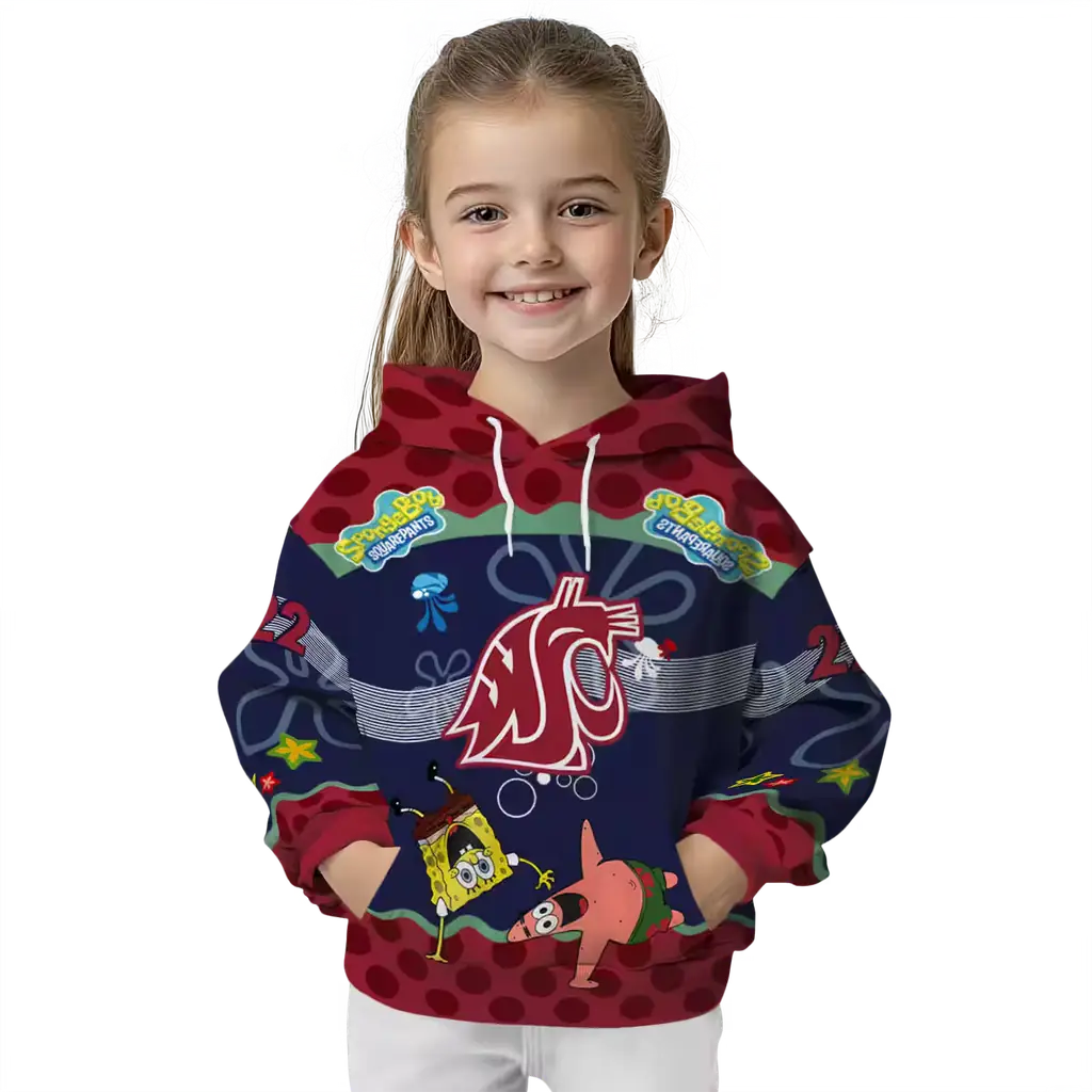 custom washington state cougars spongebob patrick star crimson navy hoodie top rated custom washington state cougars spongebob patrick star crimson navy hoodie top rated