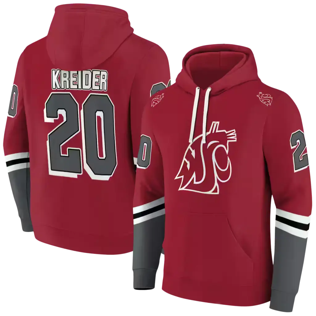 custom washington state cougars striped sleeves crimson hoodie fashion forward custom washington state cougars striped sleeves crimson hoodie fashion forward