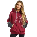 custom washington state cougars striped sleeves crimson hoodie best selling