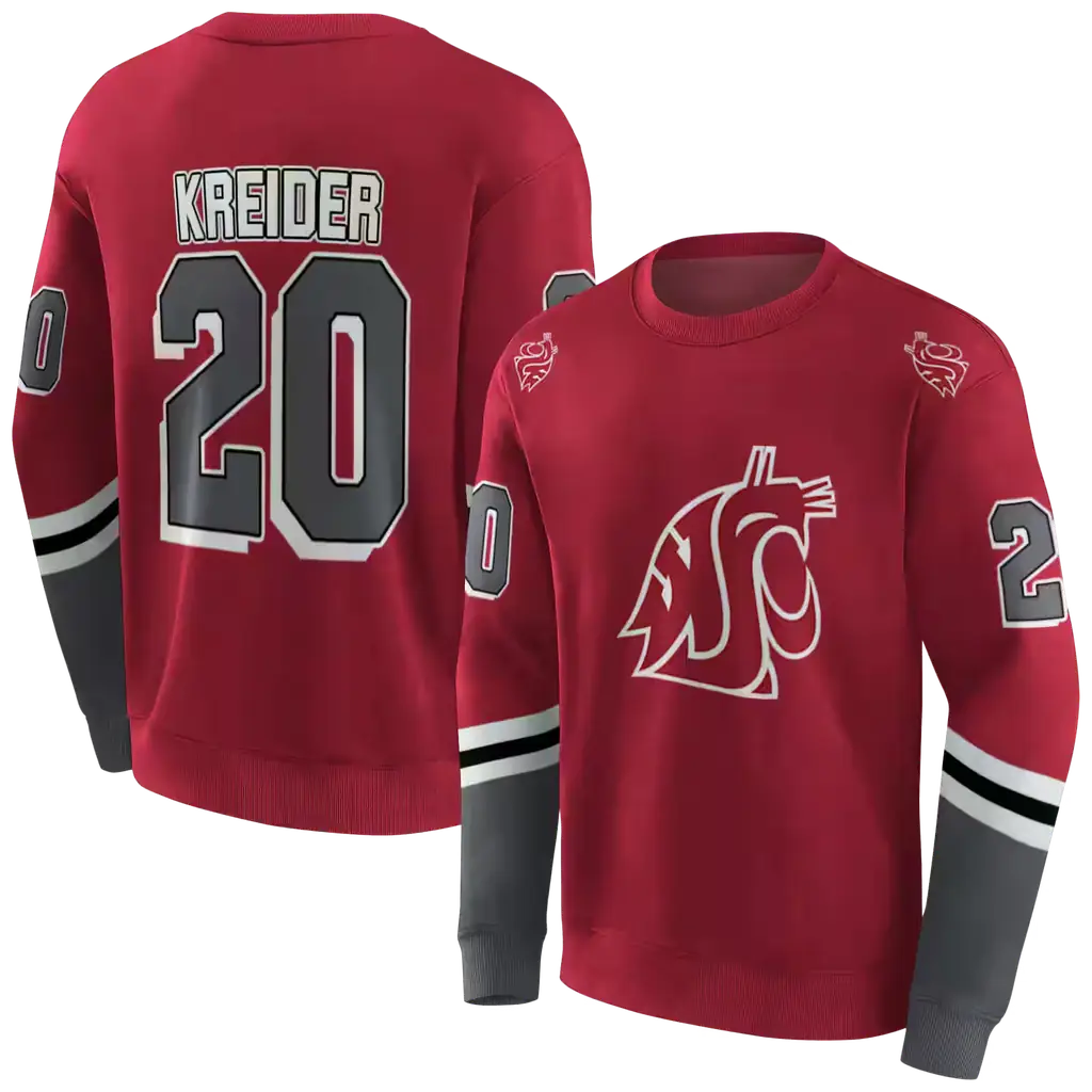 custom washington state cougars striped sleeves crimson hoodie premium grade custom washington state cougars striped sleeves crimson hoodie premium grade