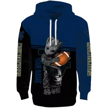 custom west virginia mountaineers baby groot blue black hoodie best selling