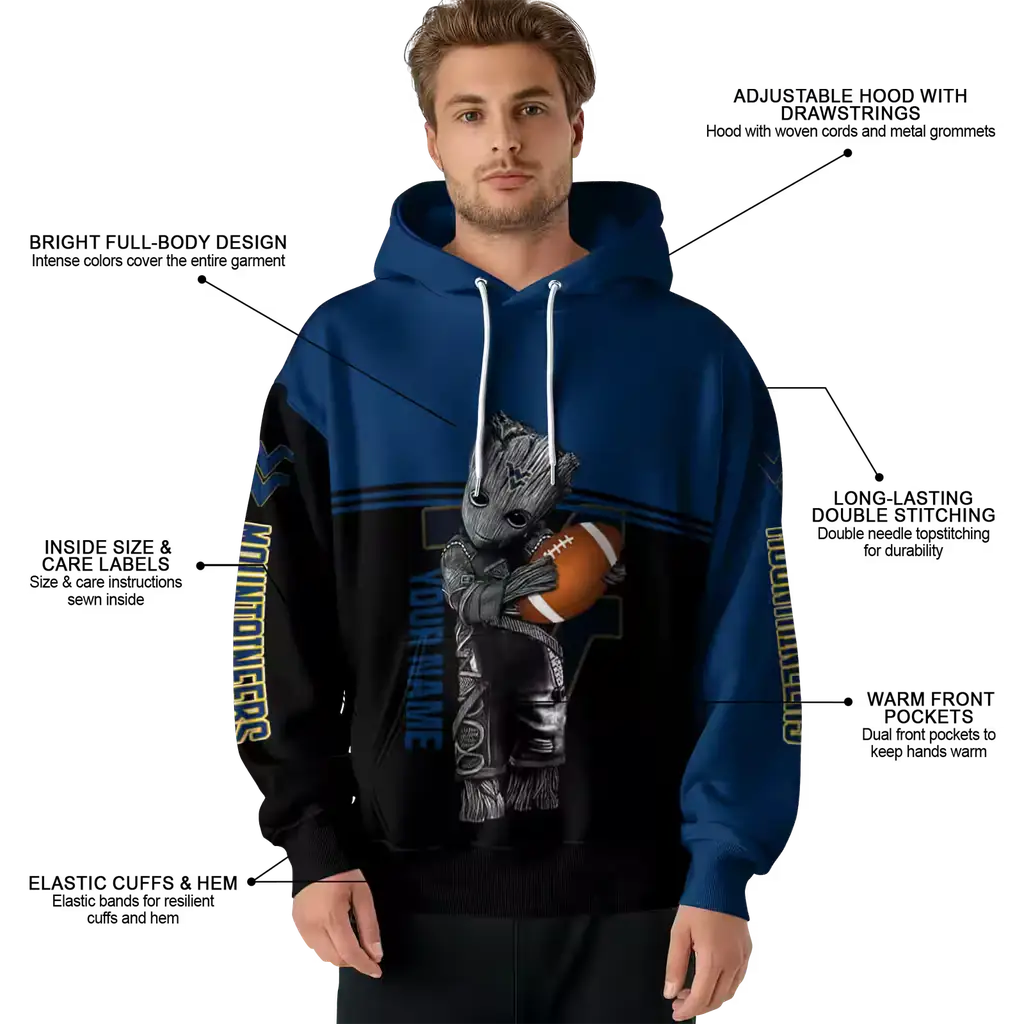 custom west virginia mountaineers baby groot blue black hoodie latest model custom west virginia mountaineers baby groot blue black hoodie latest model