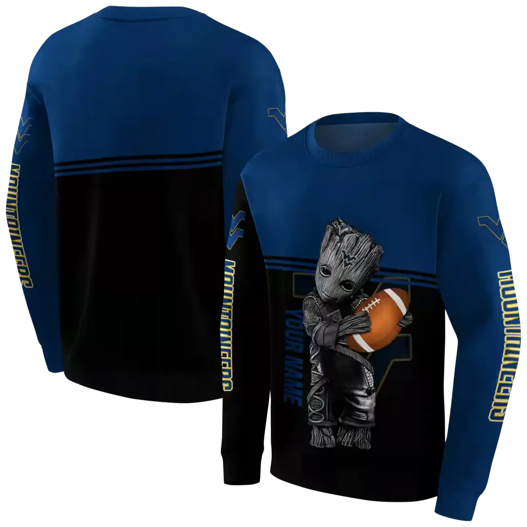 custom west virginia mountaineers baby groot blue black hoodie premium grade custom west virginia mountaineers baby groot blue black hoodie premium grade