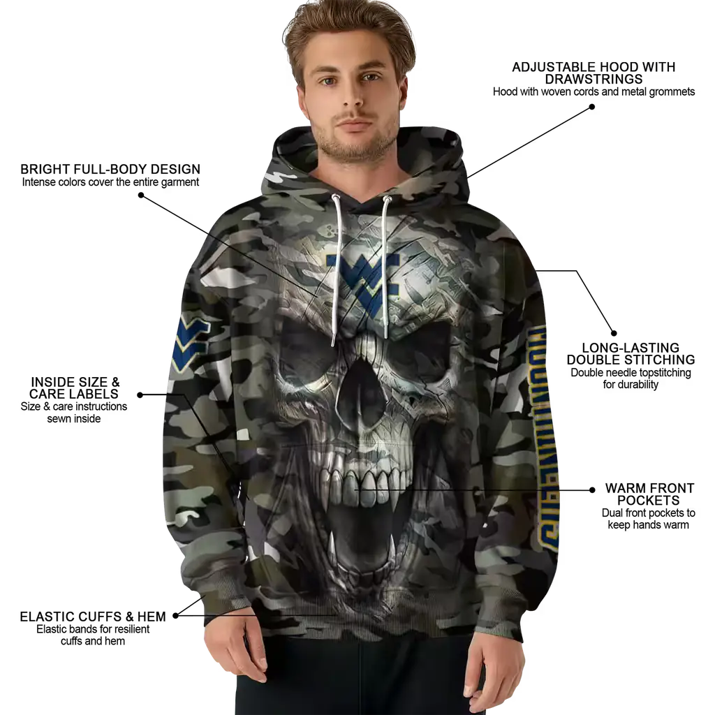 custom west virginia mountaineers camo skull hoodie latest model custom west virginia mountaineers camo skull hoodie latest model