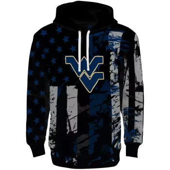 custom west virginia mountaineers distressed flag blue black hoodie best selling