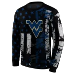 custom west virginia mountaineers distressed flag blue black hoodie best selling