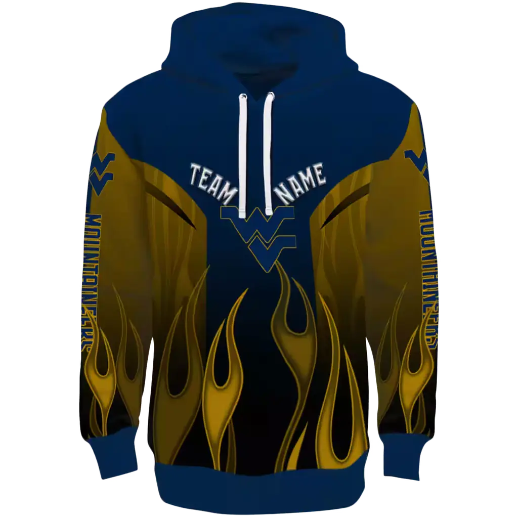 custom west virginia mountaineers flame design blue hoodie best selling custom west virginia mountaineers flame design blue hoodie best selling