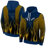 custom west virginia mountaineers flame design blue hoodie best selling
