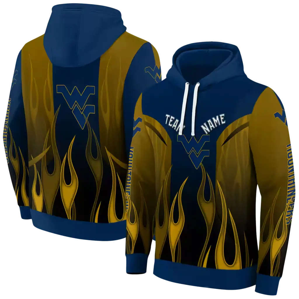 custom west virginia mountaineers flame design blue hoodie fashion forward custom west virginia mountaineers flame design blue hoodie fashion forward