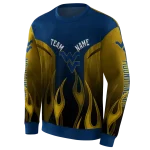 custom west virginia mountaineers flame design blue hoodie best selling