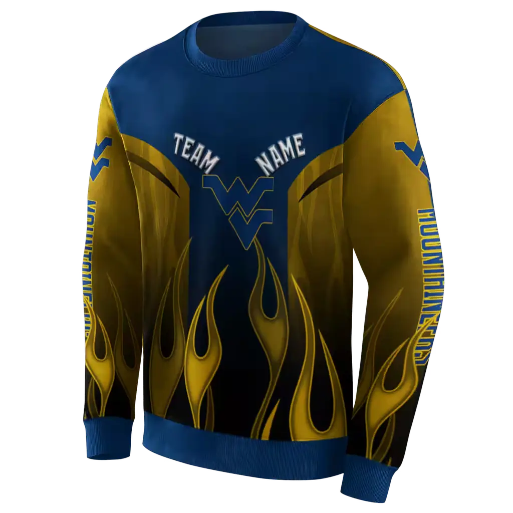 custom west virginia mountaineers flame design blue hoodie new arrival custom west virginia mountaineers flame design blue hoodie new arrival