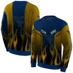 custom west virginia mountaineers flame design blue hoodie best selling