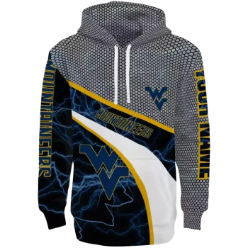 custom west virginia mountaineers hexagonal mesh blue black gray hoodie best selling