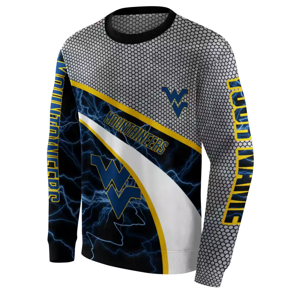 custom west virginia mountaineers hexagonal mesh blue black gray hoodie new arrival custom west virginia mountaineers hexagonal mesh blue black gray hoodie new arrival