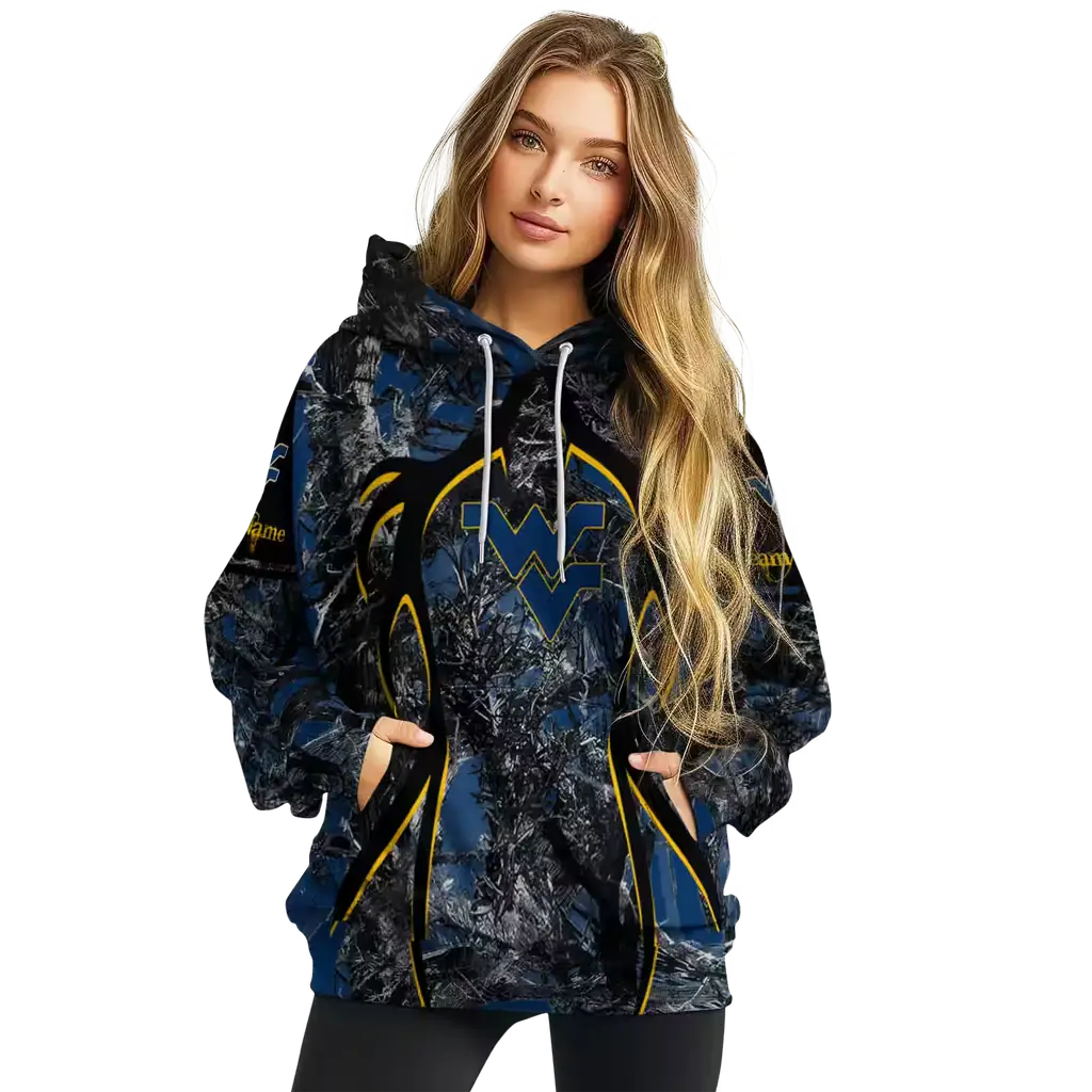 custom west virginia mountaineers hunting theme blue black hoodie high quality custom west virginia mountaineers hunting theme blue black hoodie high quality