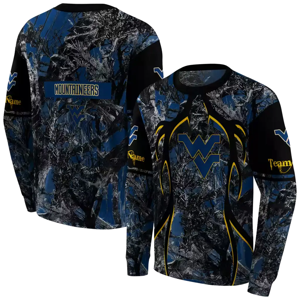 custom west virginia mountaineers hunting theme blue black hoodie premium grade custom west virginia mountaineers hunting theme blue black hoodie premium grade