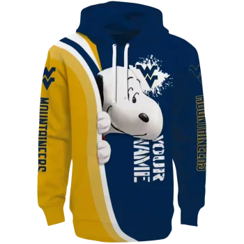 custom west virginia mountaineers peeking snoopy blue hoodie best selling