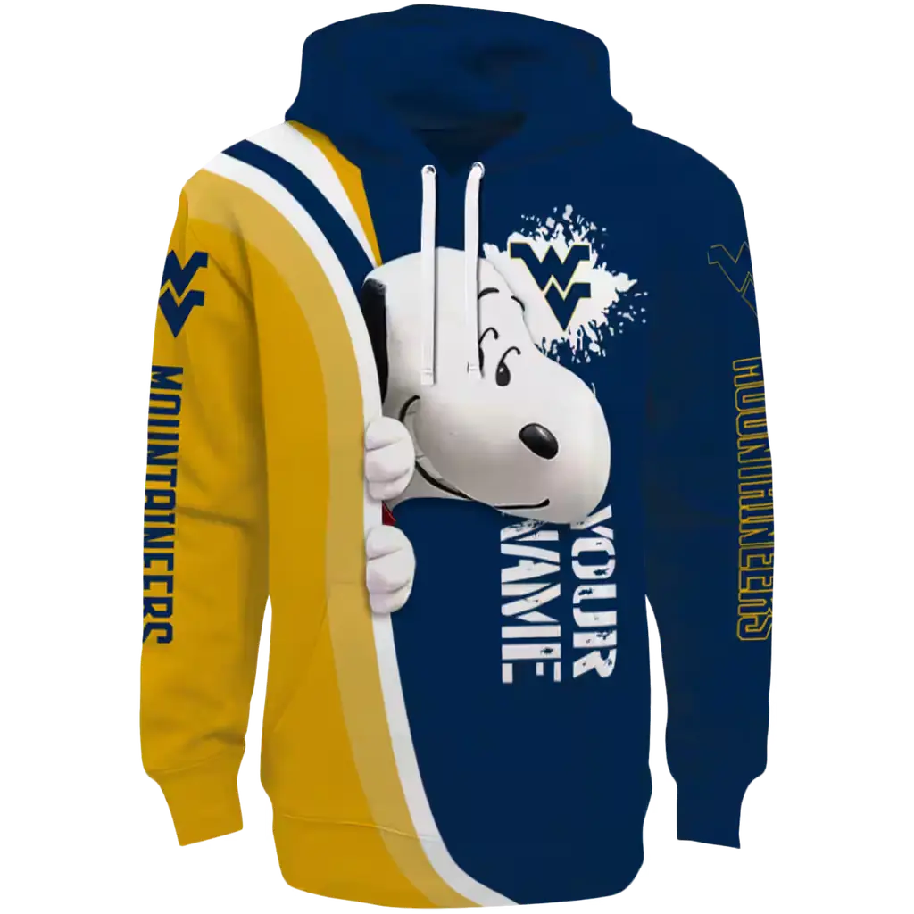 custom west virginia mountaineers peeking snoopy blue hoodie best selling custom west virginia mountaineers peeking snoopy blue hoodie best selling