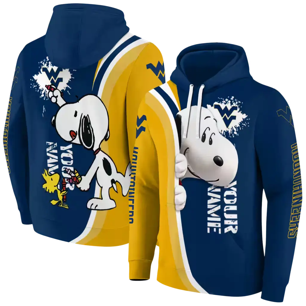 custom west virginia mountaineers peeking snoopy blue hoodie fashion forward custom west virginia mountaineers peeking snoopy blue hoodie fashion forward