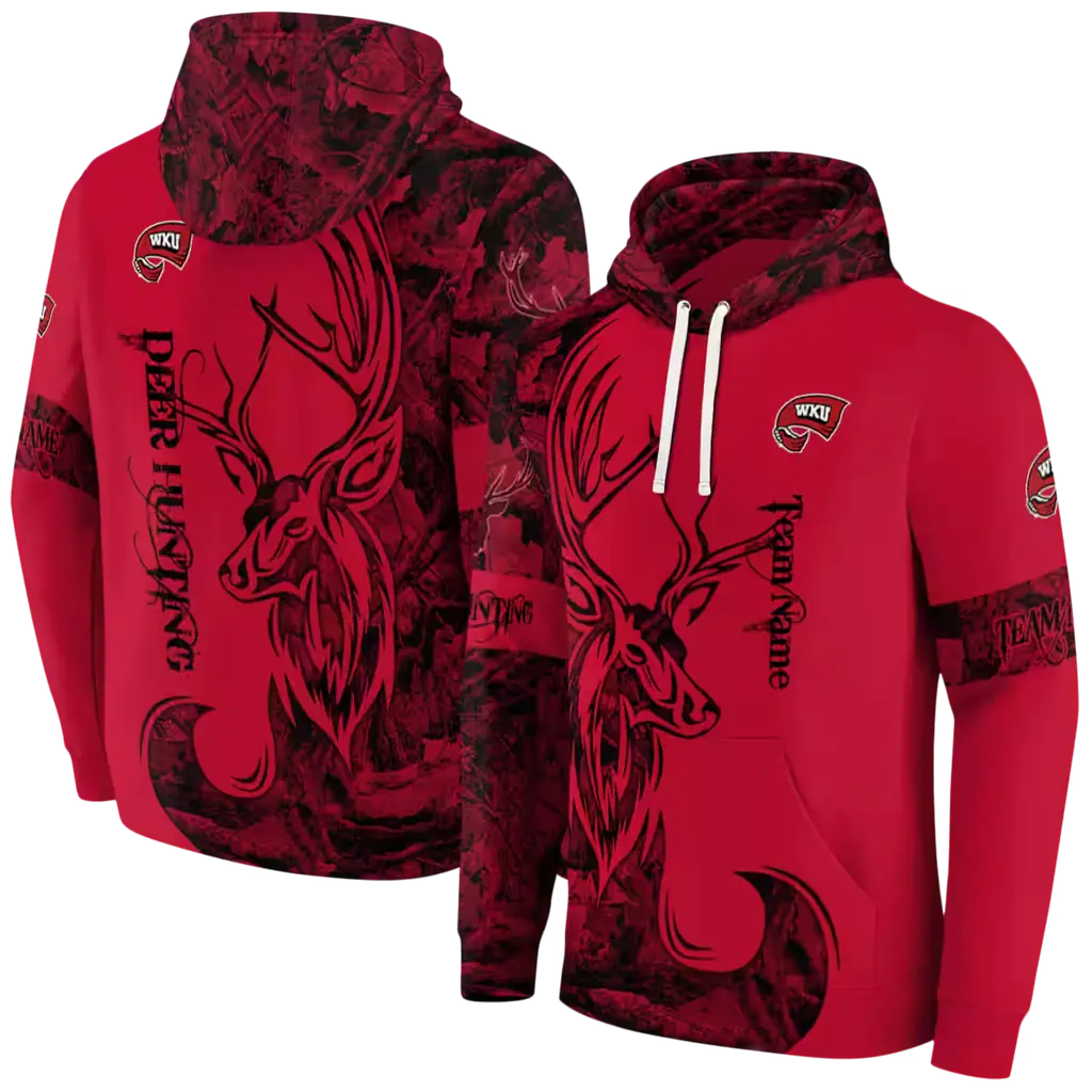 custom western kentucky hilltoppers deer silhouette red hoodie fashion forward custom western kentucky hilltoppers deer silhouette red hoodie fashion forward