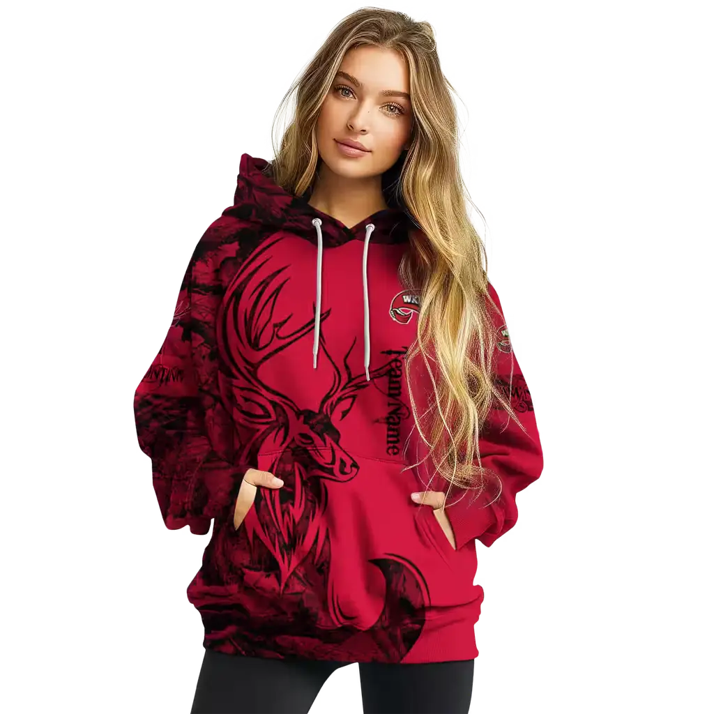 custom western kentucky hilltoppers deer silhouette red hoodie high quality custom western kentucky hilltoppers deer silhouette red hoodie high quality