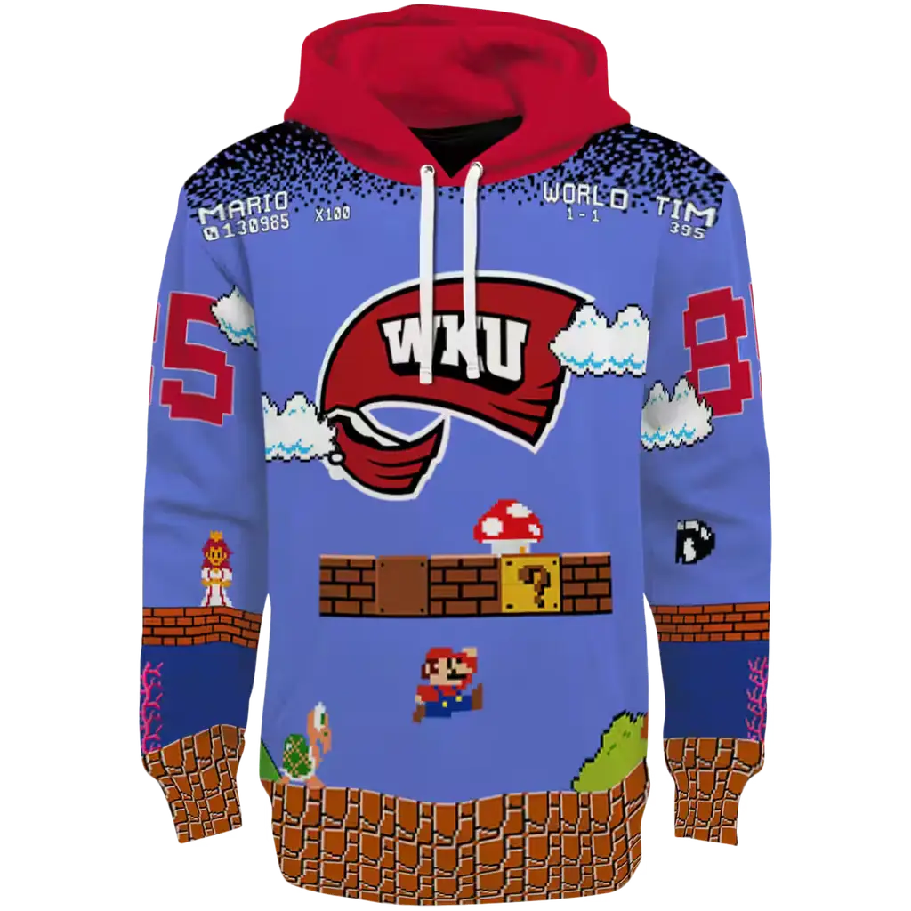 custom western kentucky hilltoppers mario blue black hoodie best selling custom western kentucky hilltoppers mario blue black hoodie best selling