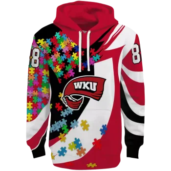 custom western kentucky hilltoppers puzzle pieces red hoodie best selling