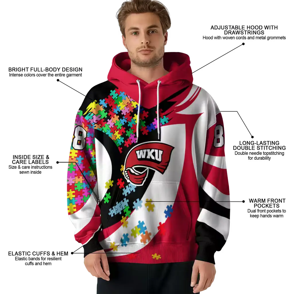 custom western kentucky hilltoppers puzzle pieces red hoodie latest model custom western kentucky hilltoppers puzzle pieces red hoodie latest model