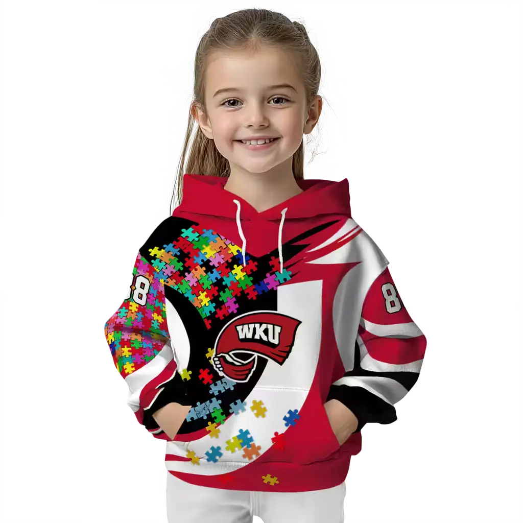 custom western kentucky hilltoppers puzzle pieces red hoodie top rated custom western kentucky hilltoppers puzzle pieces red hoodie top rated