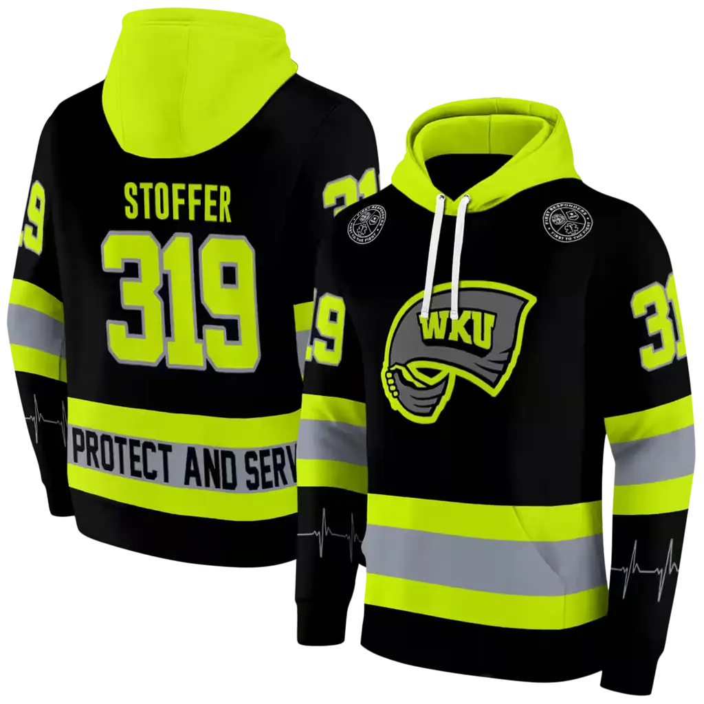 custom western kentucky hilltoppers safety motif black neon green hoodie fashion forward custom western kentucky hilltoppers safety motif black neon green hoodie fashion forward