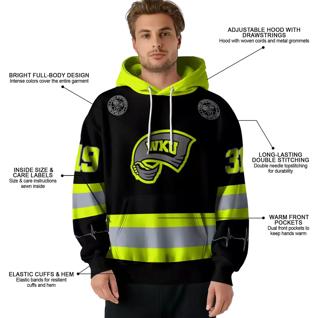 custom western kentucky hilltoppers safety motif black neon green hoodie latest model custom western kentucky hilltoppers safety motif black neon green hoodie latest model
