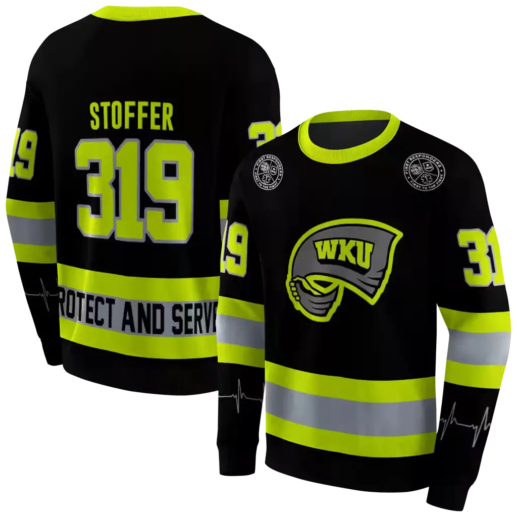 custom western kentucky hilltoppers safety motif black neon green hoodie premium grade custom western kentucky hilltoppers safety motif black neon green hoodie premium grade