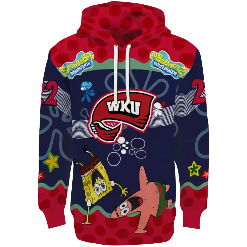 custom western kentucky hilltoppers spongebob patrick star red navy hoodie best selling custom western kentucky hilltoppers spongebob patrick star red navy hoodie best selling
