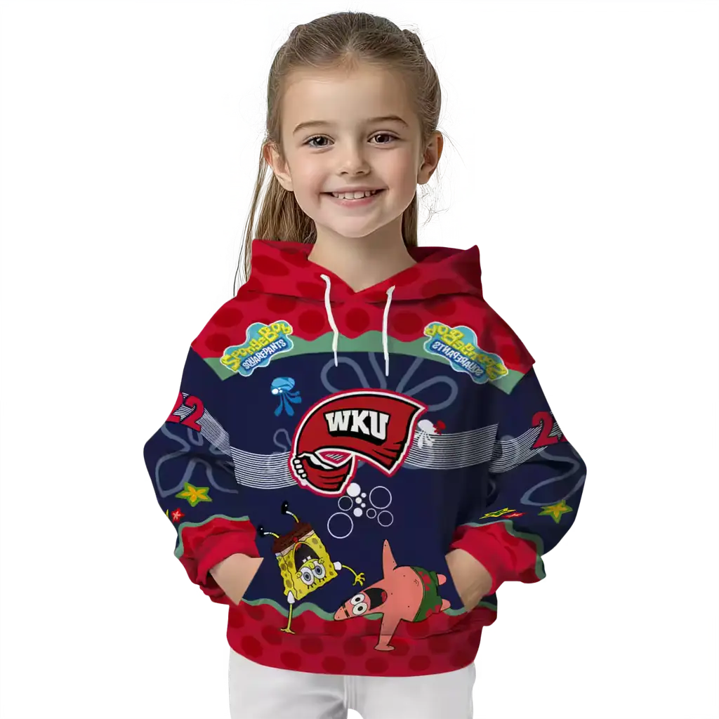 custom western kentucky hilltoppers spongebob patrick star red navy hoodie top rated custom western kentucky hilltoppers spongebob patrick star red navy hoodie top rated