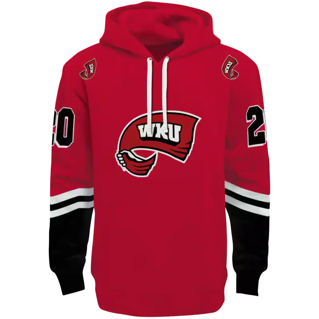 custom western kentucky hilltoppers striped sleeves red hoodie best selling custom western kentucky hilltoppers striped sleeves red hoodie best selling