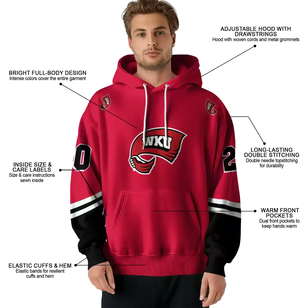 custom western kentucky hilltoppers striped sleeves red hoodie latest model custom western kentucky hilltoppers striped sleeves red hoodie latest model
