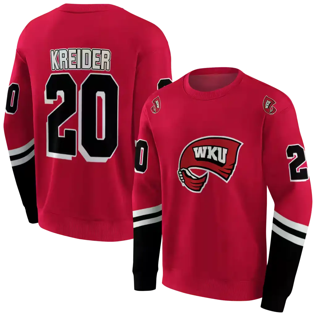 custom western kentucky hilltoppers striped sleeves red hoodie premium grade custom western kentucky hilltoppers striped sleeves red hoodie premium grade