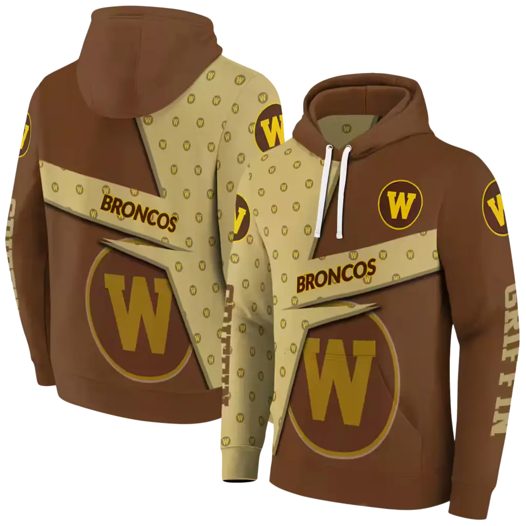 custom western michigan broncos abstract shape brown hoodie fashion forward custom western michigan broncos abstract shape brown hoodie fashion forward