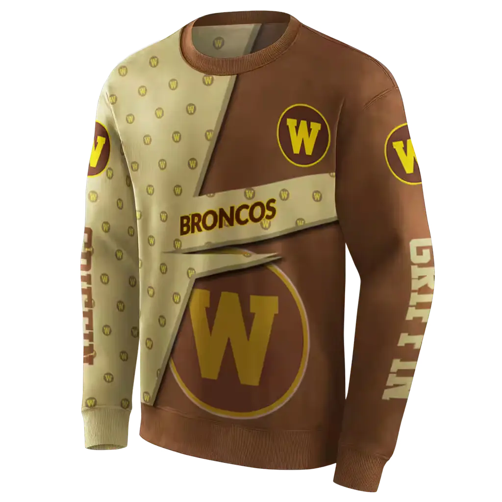 custom western michigan broncos abstract shape brown hoodie new arrival custom western michigan broncos abstract shape brown hoodie new arrival